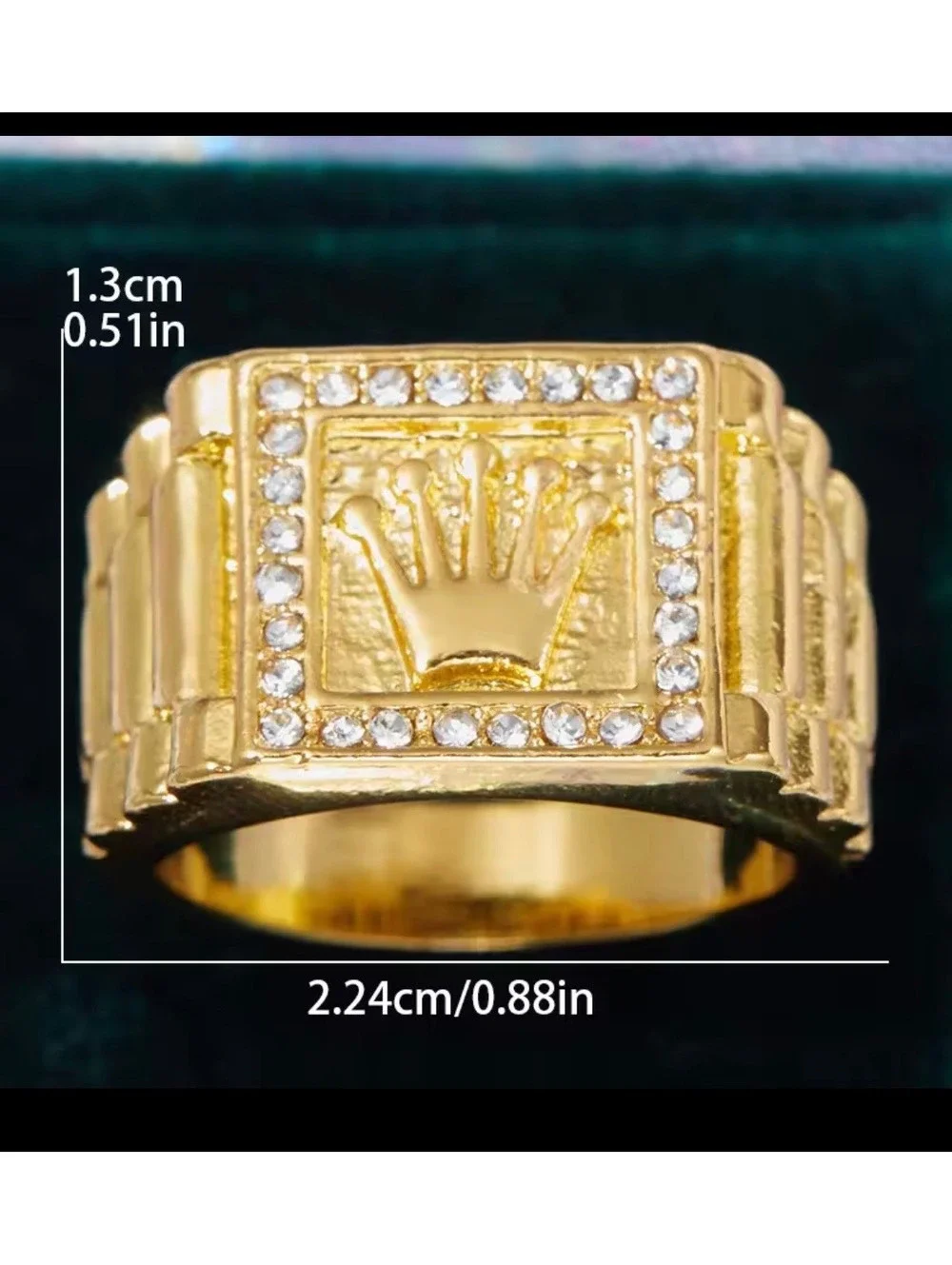 Men's Gold President Crown Statement Signet Ring Sz 10